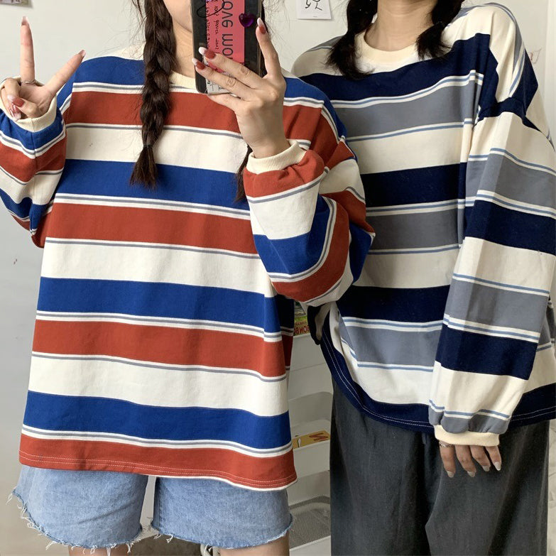 STRIPED LONG-SLEEVED SHIRT FOR MEN AND WOMEN
