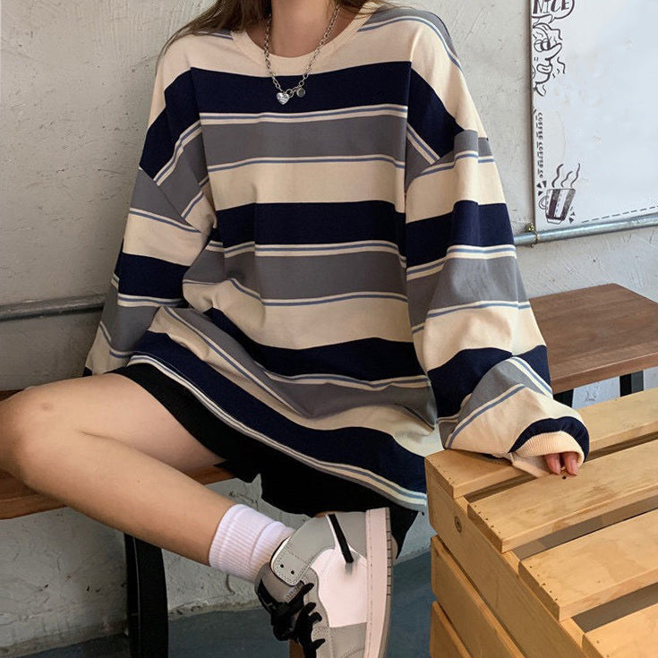 STRIPED LONG-SLEEVED SHIRT FOR MEN AND WOMEN