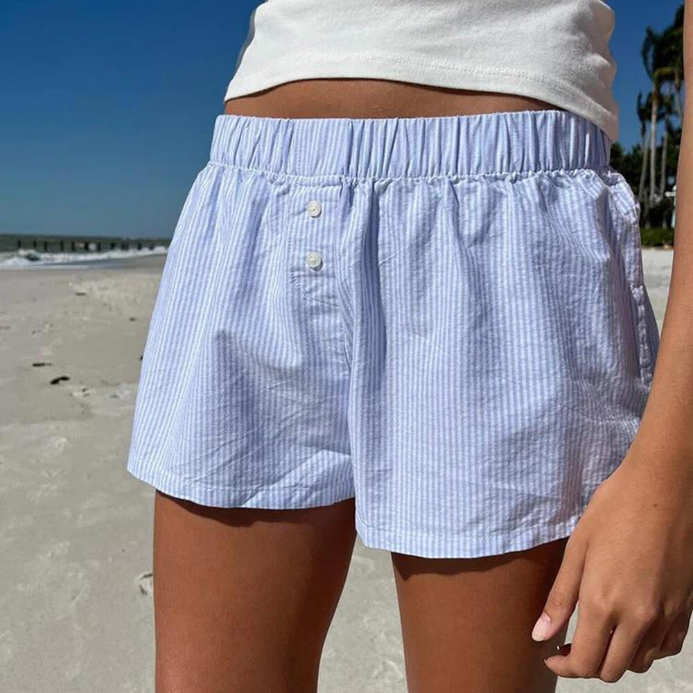 STRIPED LOUNGE SHORTS PASTEL PINK EFFORTLESS STYLE