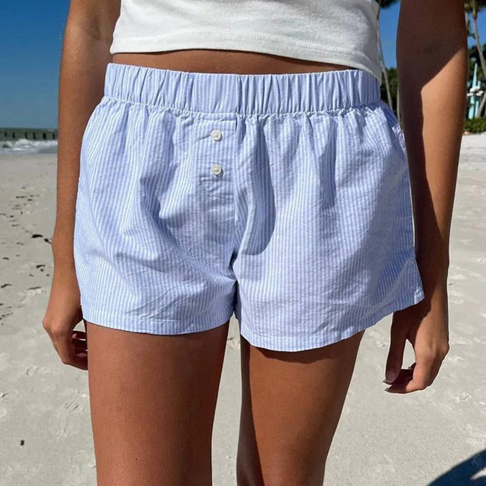 STRIPED LOUNGE SHORTS PASTEL PINK EFFORTLESS STYLE