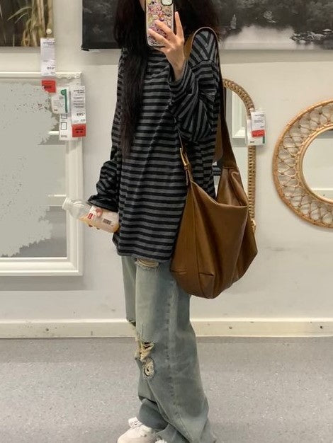 STRIPED PAJAMA SET WITH VINTAGE STRIPE ROUND NECK DESIGN