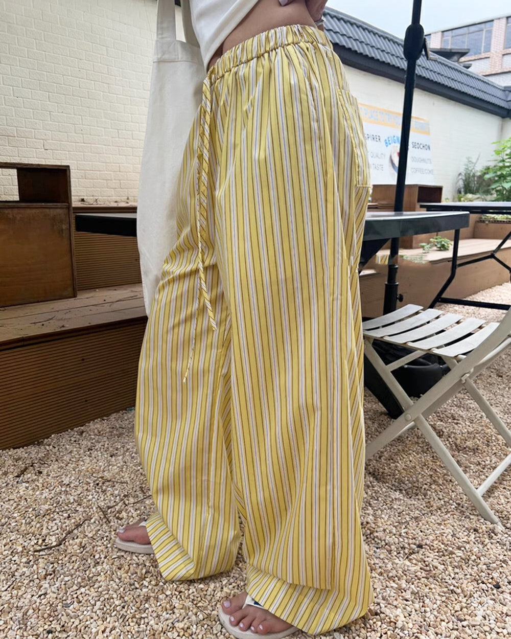 STRIPED PANTS SUMMER STRIPES WITH ADJUSTABLE DRAWSTRING WAIST
