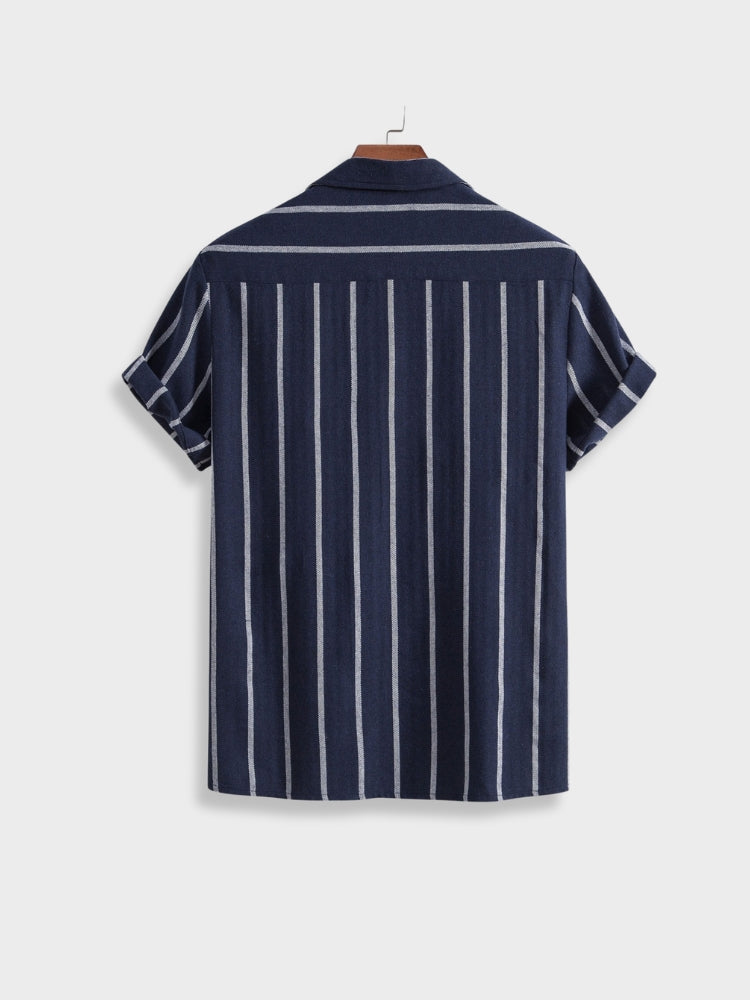 STRIPED SHIRT AND SHORTS SET FOR CASUAL OCCASION - LINEN BLEND SHORT SET