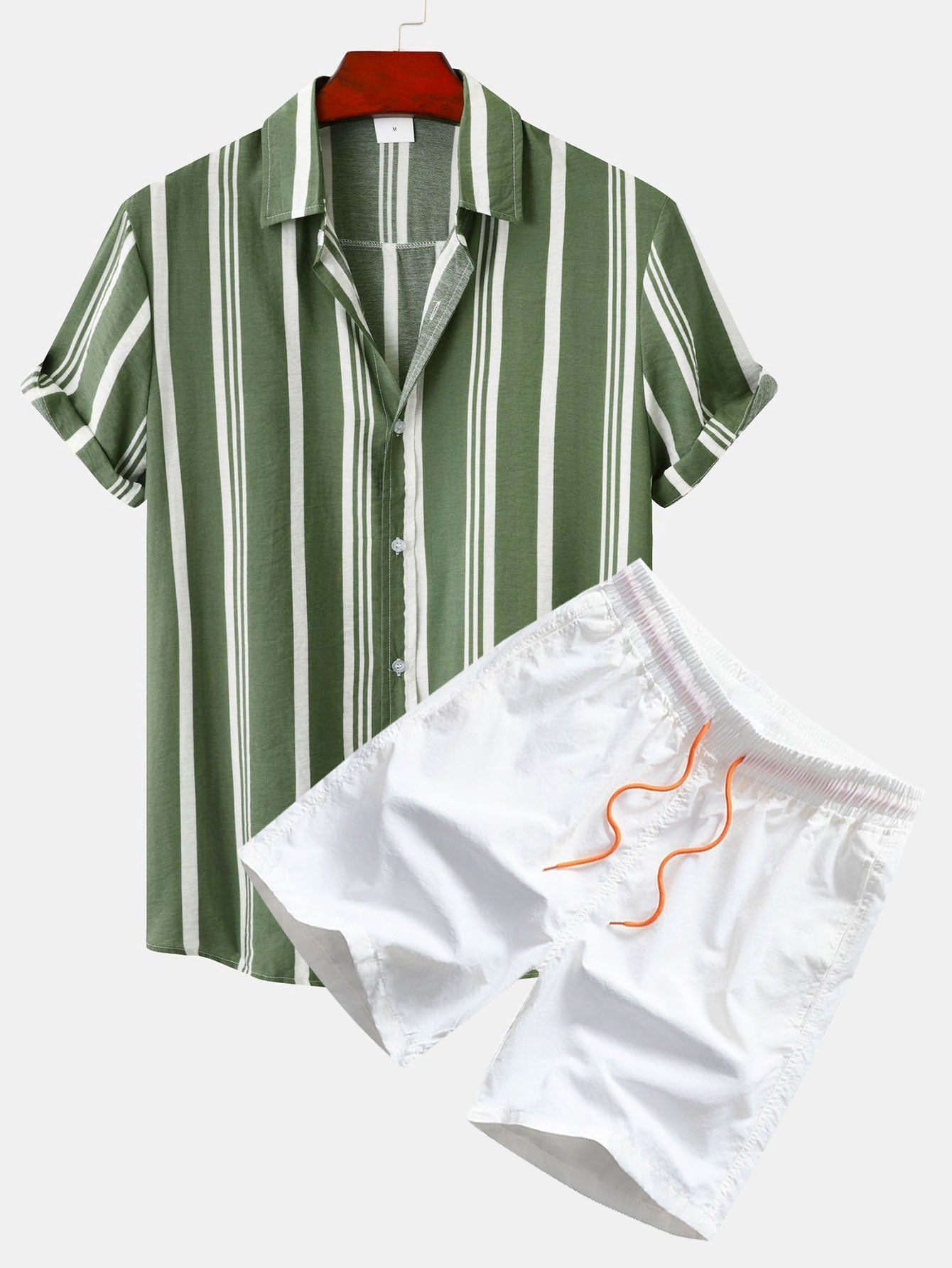 STRIPED SHIRT AND WHITE SHORTS SET FOR CASUAL OCCASION