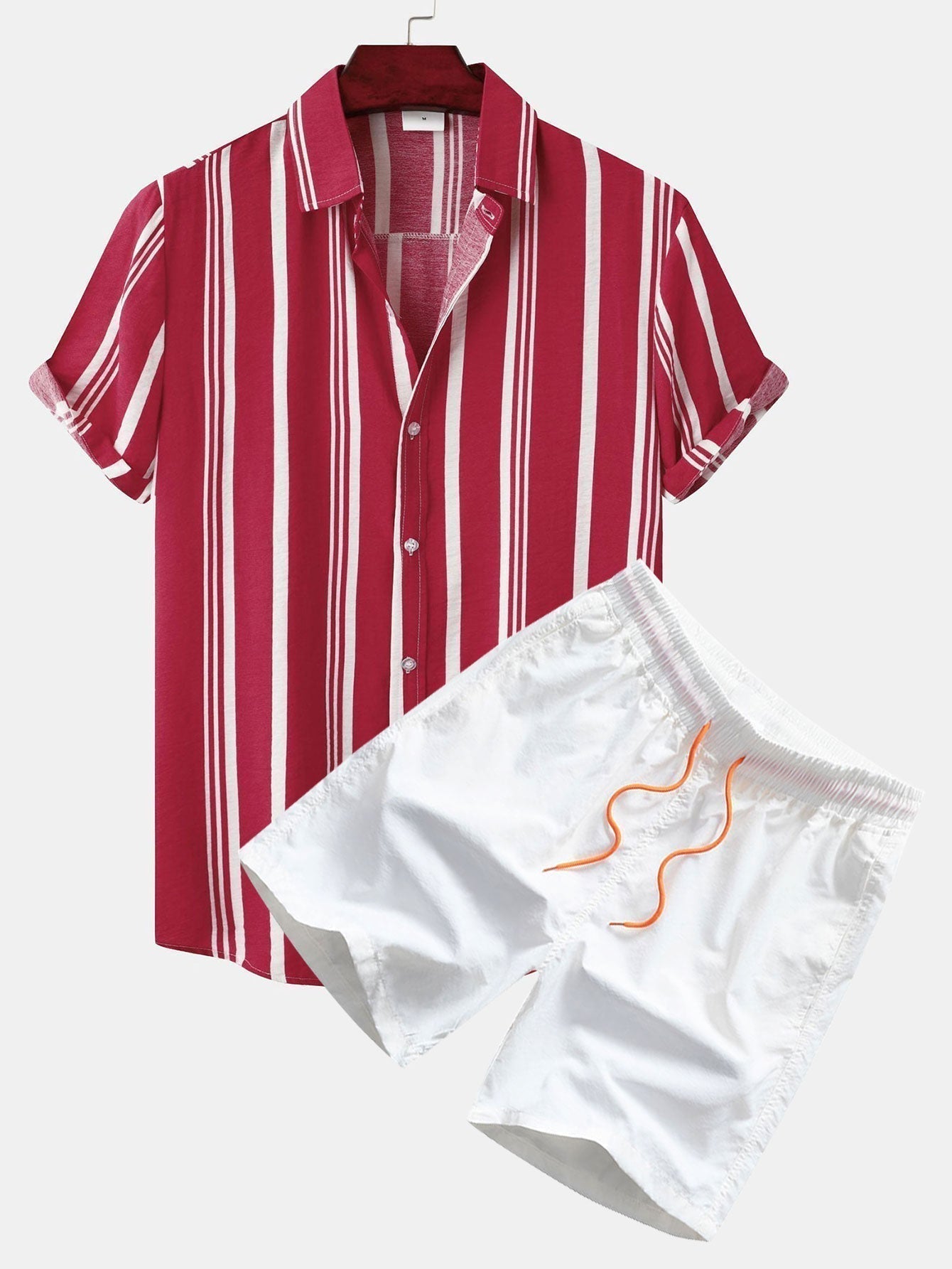 STRIPED SHIRT AND WHITE SHORTS SET FOR CASUAL OCCASION