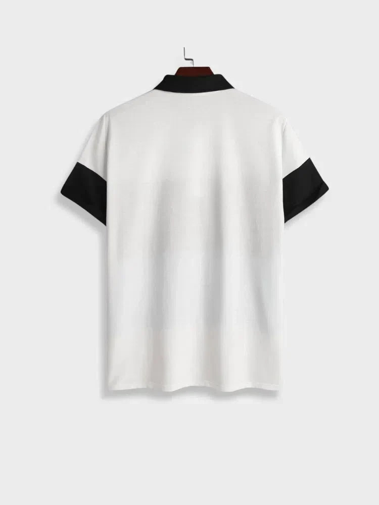 STRIPED SHORT-SLEEVED POLO SHIRT FOR MEN’S CASUAL WEAR