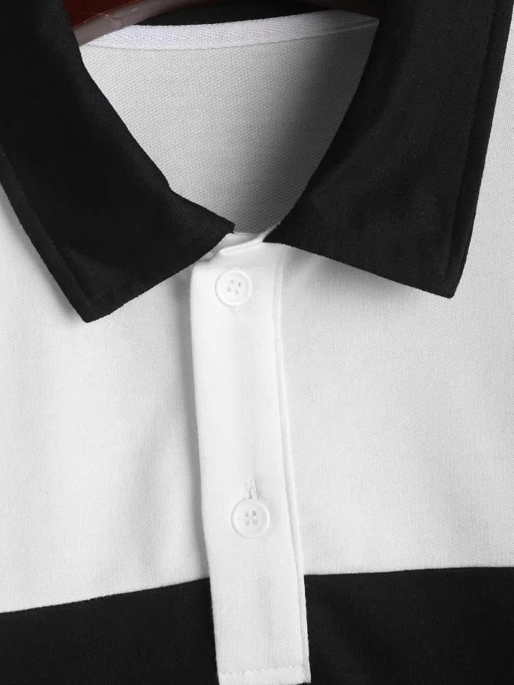 STRIPED SHORT-SLEEVED POLO SHIRT FOR MEN’S CASUAL WEAR