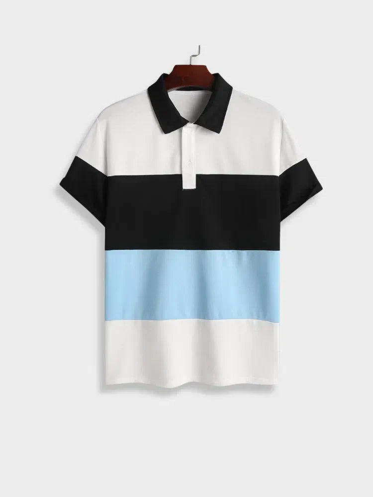 STRIPED SHORT-SLEEVED POLO SHIRT FOR MEN’S CASUAL WEAR