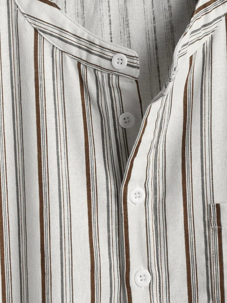 STRIPED SHORT-SLEEVED SHIRT WITH POCKET - CASUAL COMFORT AND ELEGANT STYLE