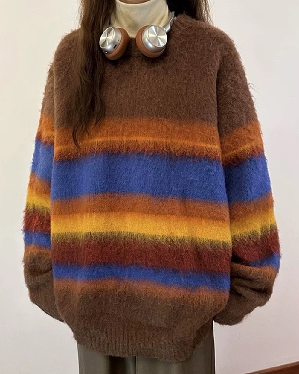 STRIPED SWEATER MULTICOLOR STRIPED COZY DESIGN