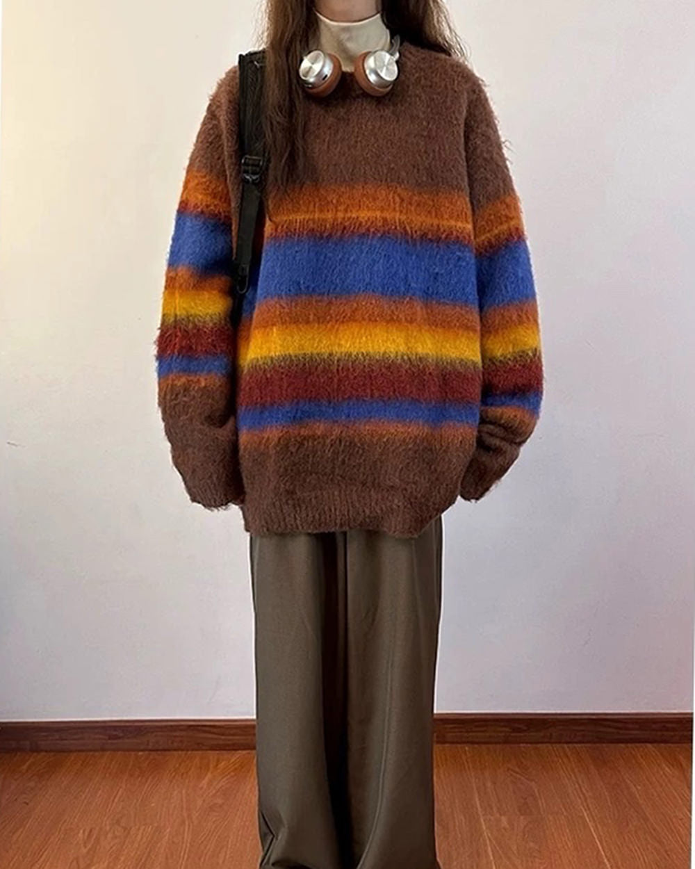 STRIPED SWEATER MULTICOLOR STRIPED COZY DESIGN