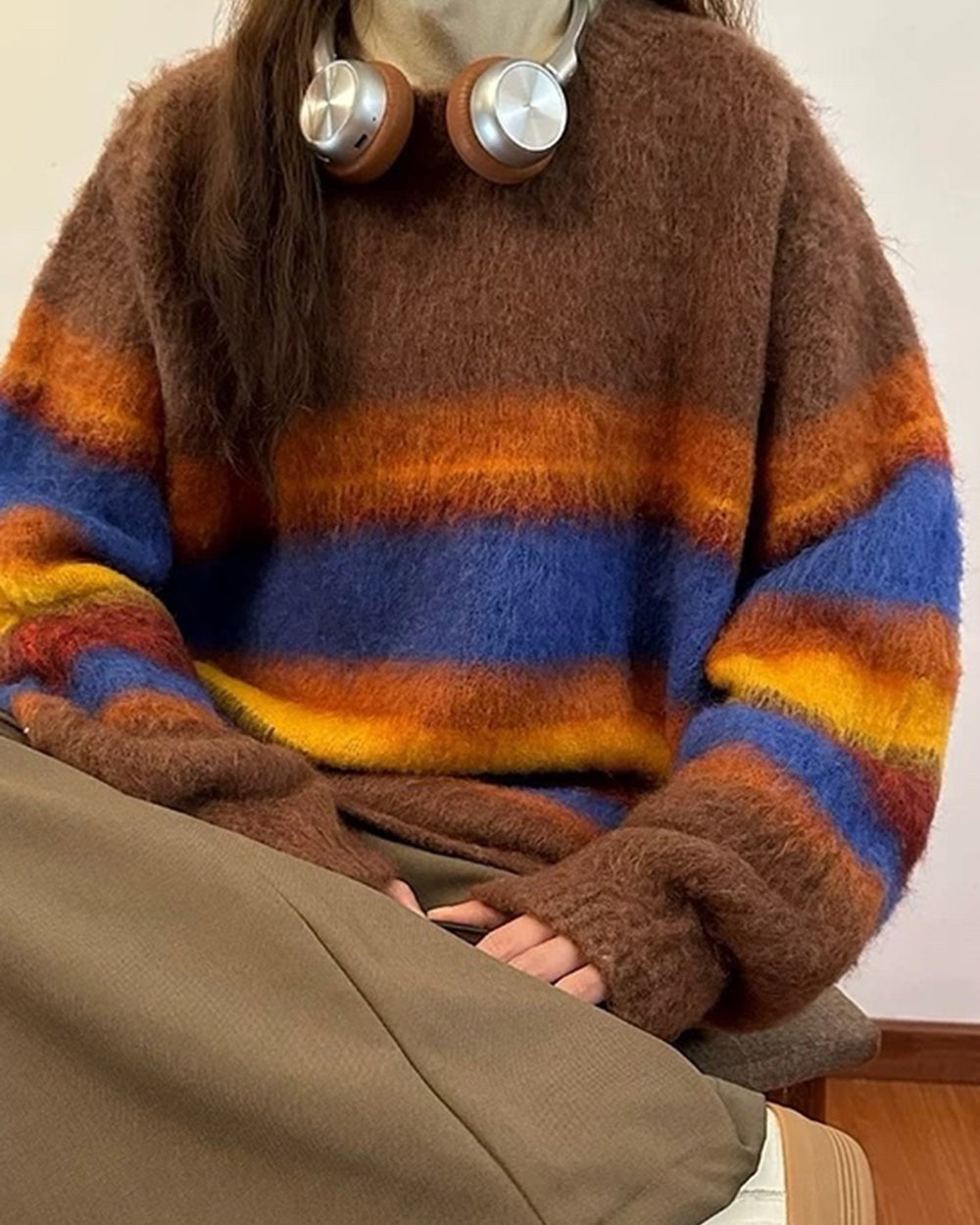 STRIPED SWEATER MULTICOLOR STRIPED COZY DESIGN