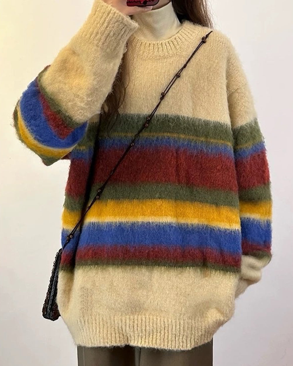 STRIPED SWEATER MULTICOLOR STRIPED COZY DESIGN