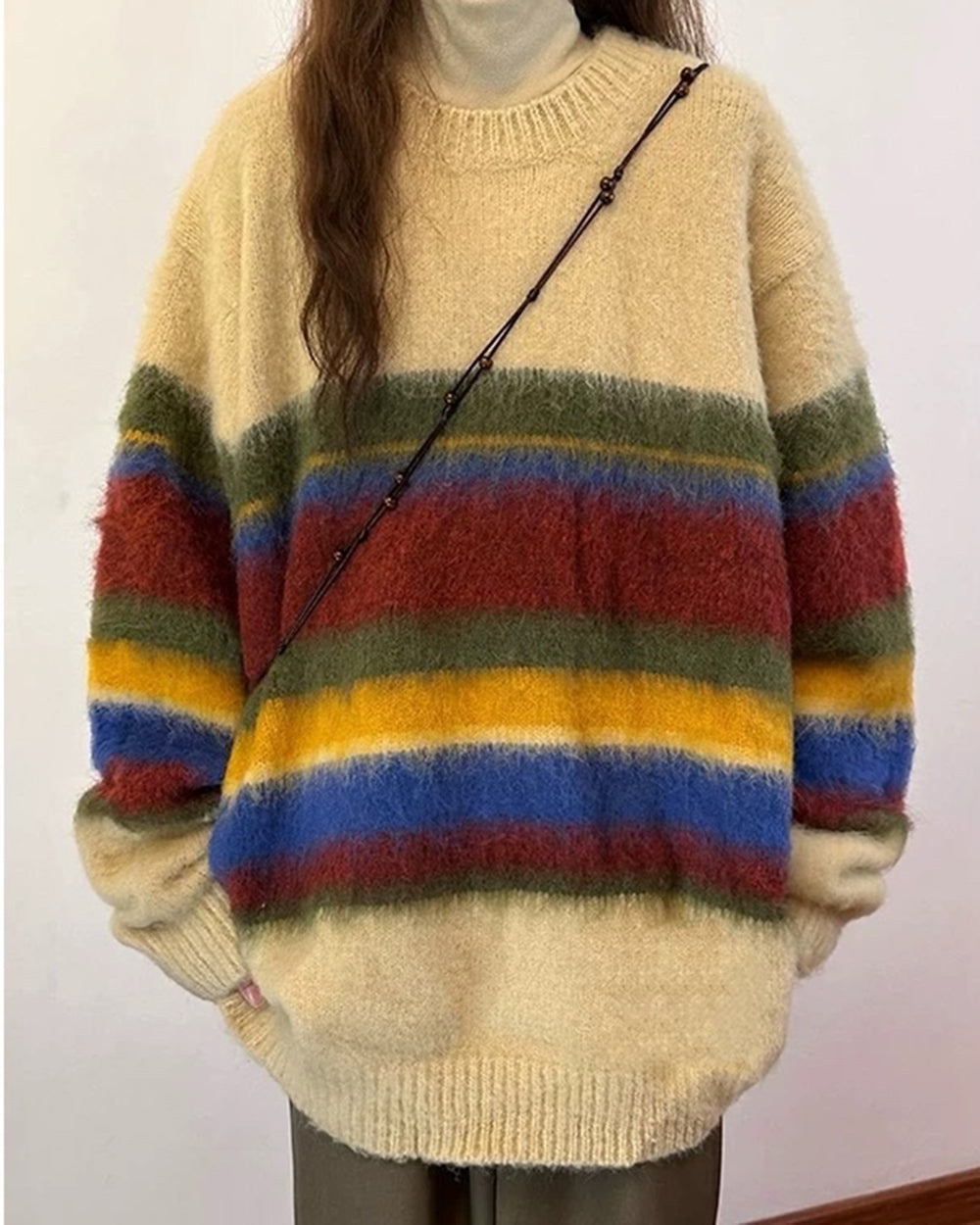 STRIPED SWEATER MULTICOLOR STRIPED COZY DESIGN