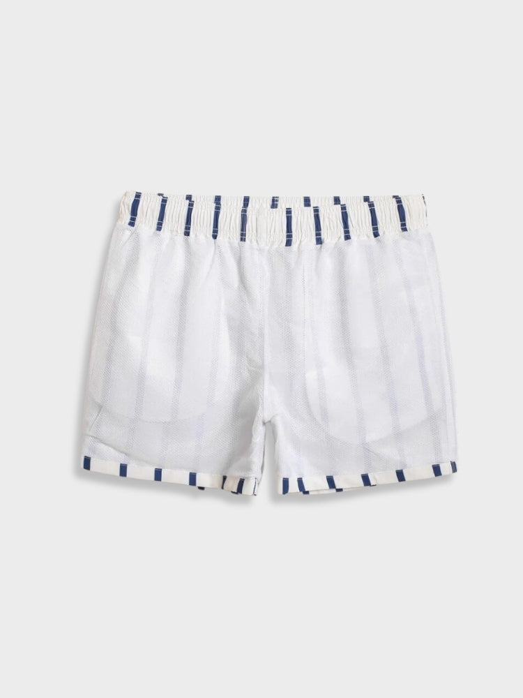 STRIPED SWIM TRUNKS WITH COMFORTABLE FIT FOR MAXIMUM COMFORT