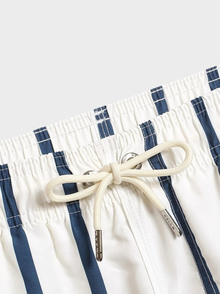 STRIPED SWIM TRUNKS WITH COMFORTABLE FIT FOR MAXIMUM COMFORT