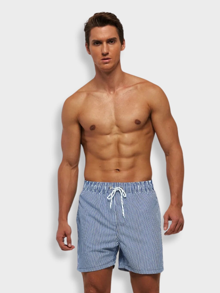 STRIPED SWIM TRUNKS WITH PERFECT FIT AND OPTIMAL STYLE