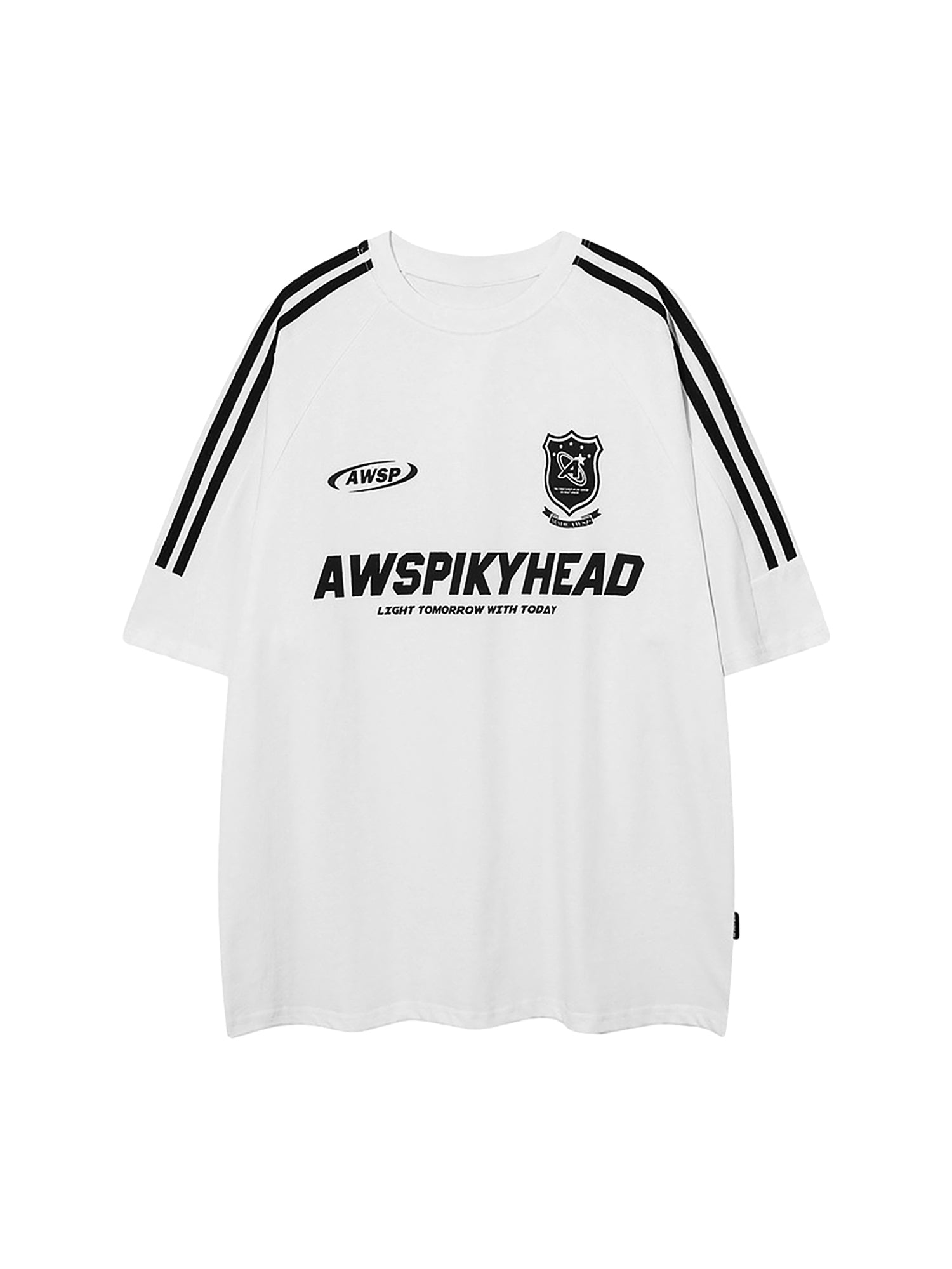 STRIPED WHITE T-SHIRT WITH TEXT FOR SWEETHEART SUPPLIES COLLEGE STYLE