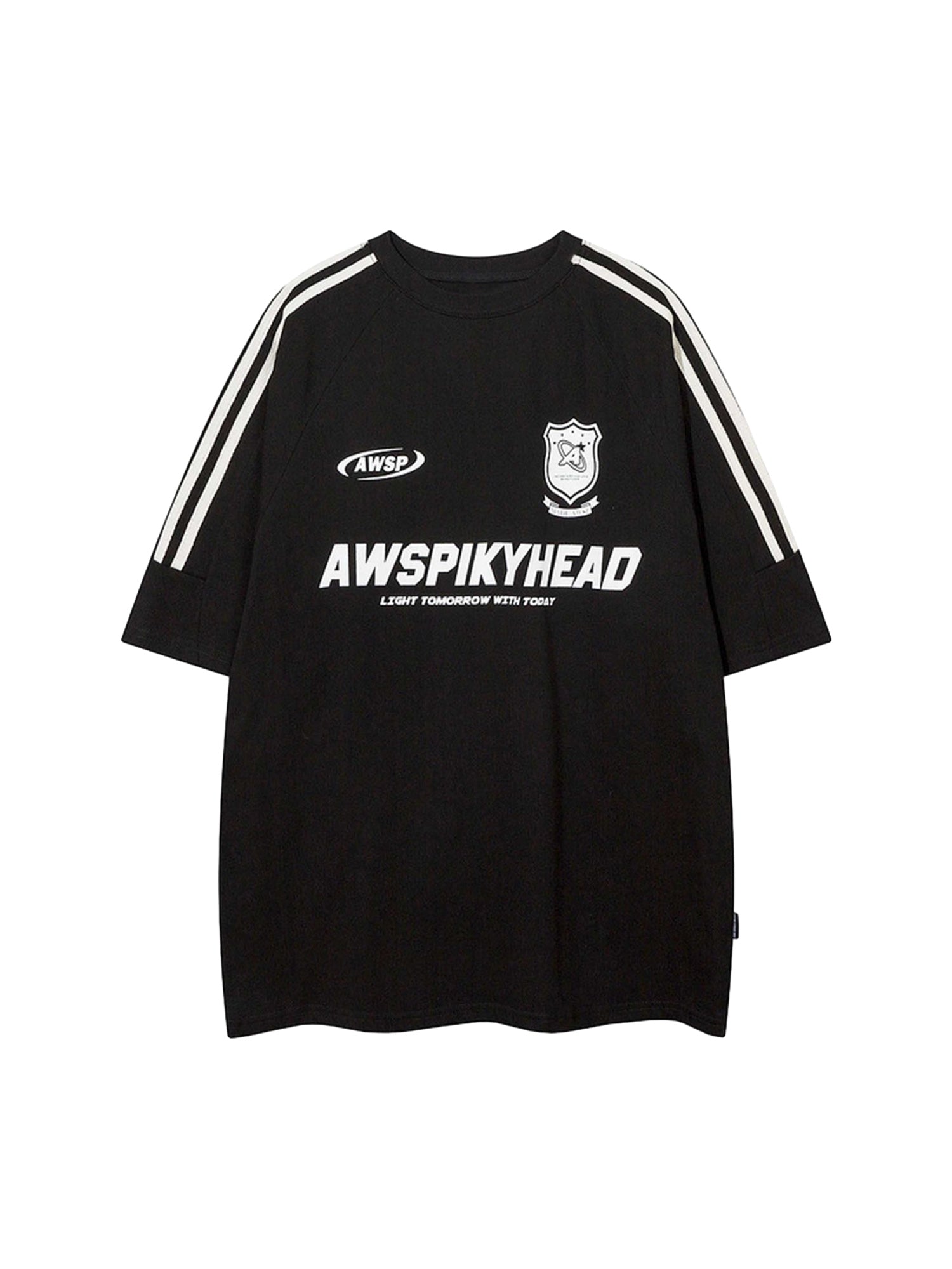 STRIPED WHITE T-SHIRT WITH TEXT FOR SWEETHEART SUPPLIES COLLEGE STYLE