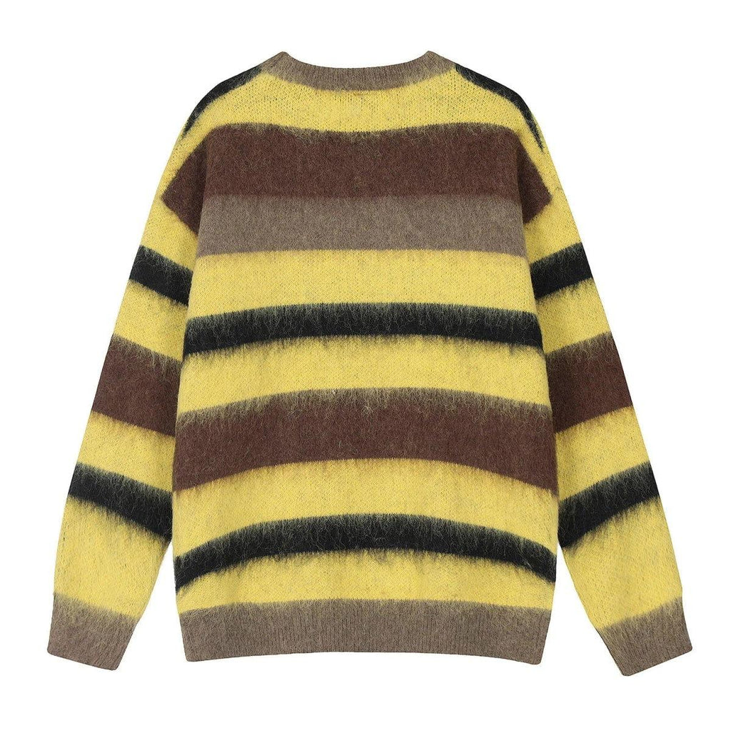 STRIPED YELLOW AND BROWN SWEATER MADE WITH HIGH-PERFORMANCE SWEAT WOOL