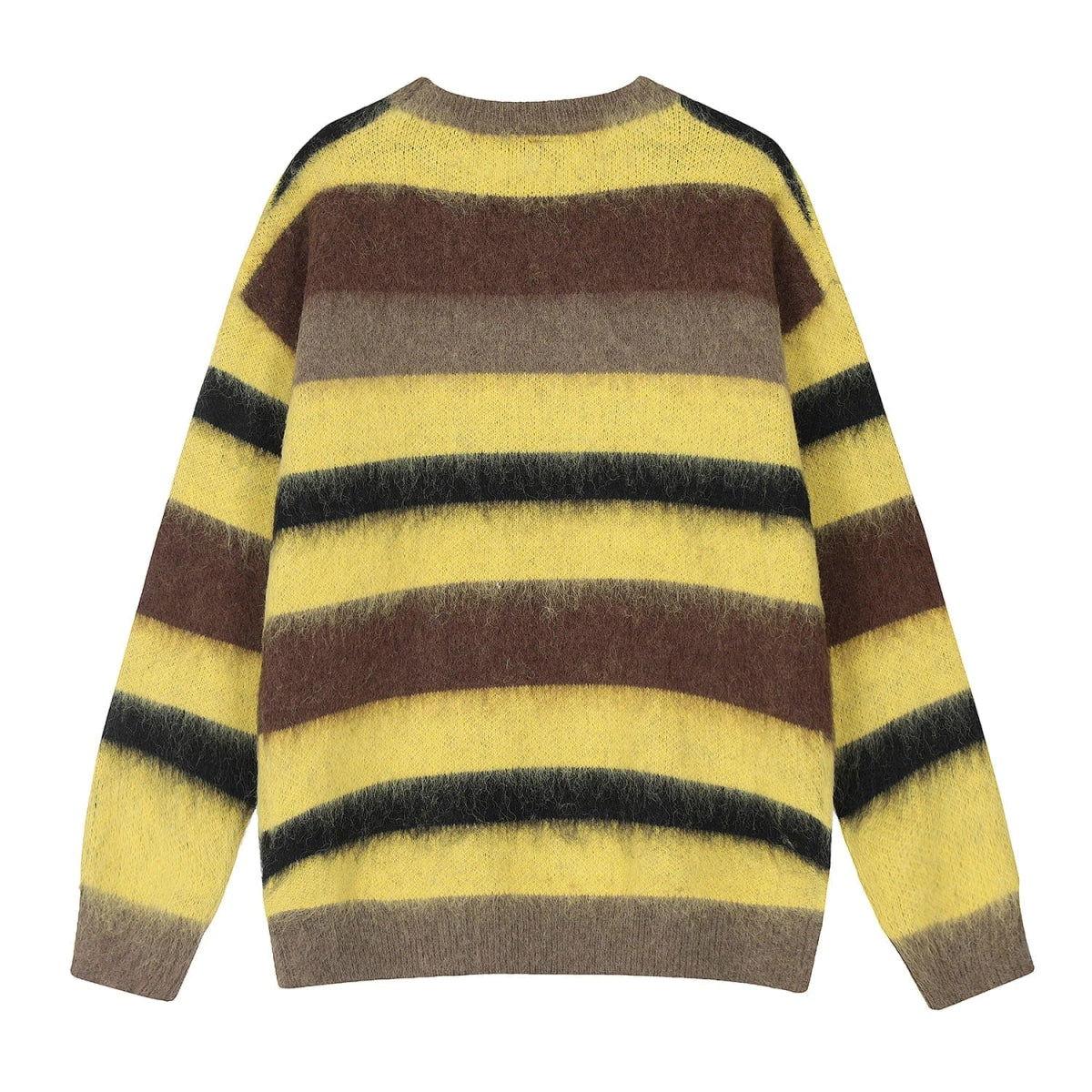 STRIPED YELLOW AND BROWN SWEATER MADE WITH HIGH-PERFORMANCE SWEAT WOOL