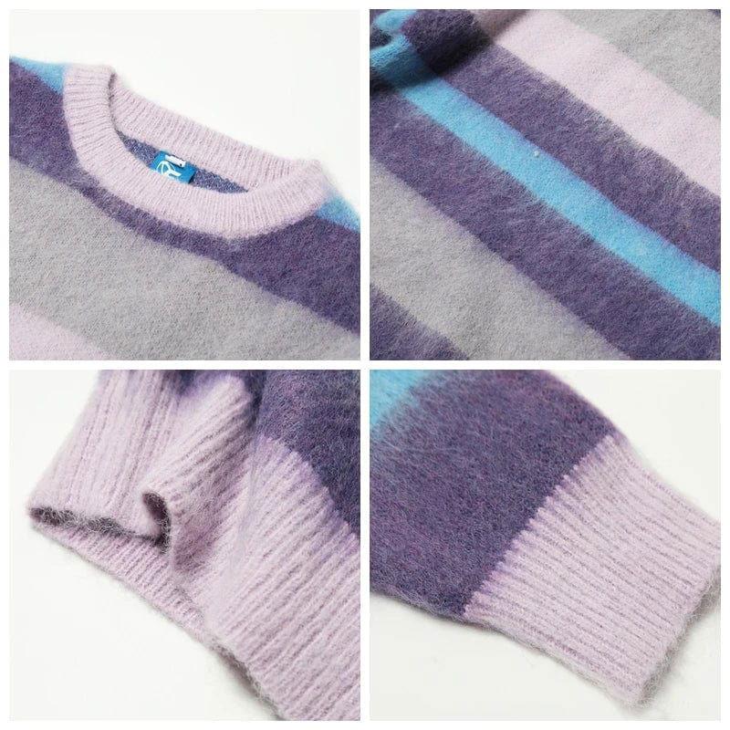 STRIPED YELLOW AND BROWN SWEATER MADE WITH HIGH-PERFORMANCE SWEAT WOOL