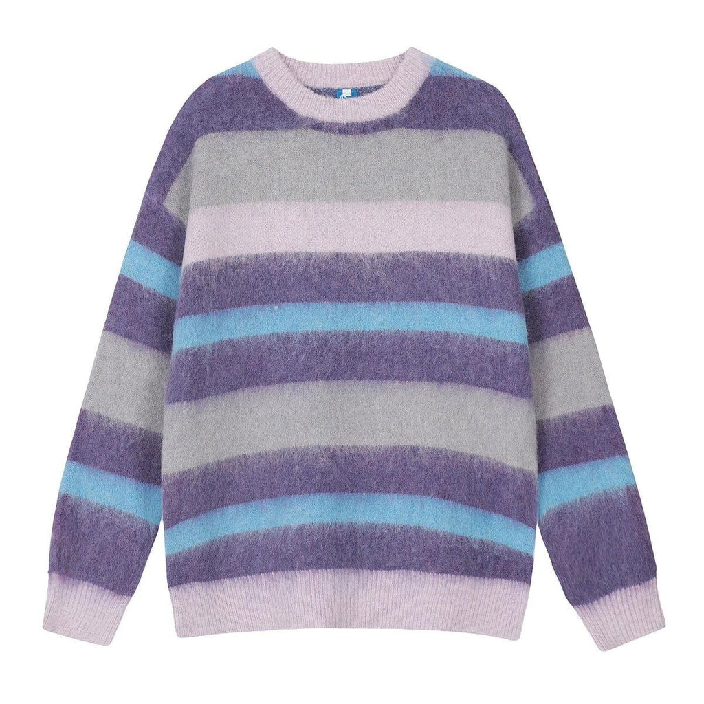 STRIPED YELLOW AND BROWN SWEATER MADE WITH HIGH-PERFORMANCE SWEAT WOOL