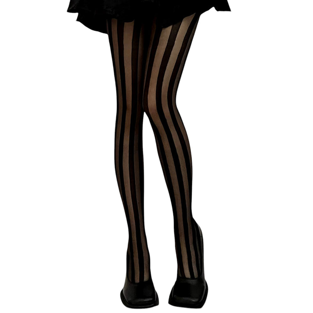 STRIPES TIGHTS: BLACK VERTICAL STRIPES TIGHTS AND SHOES