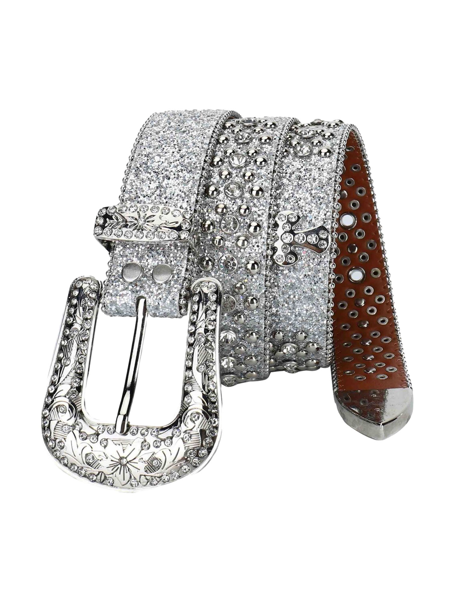 STUDDED RHINESTONE BELT-1797 WITH SILVER RHINESTONES