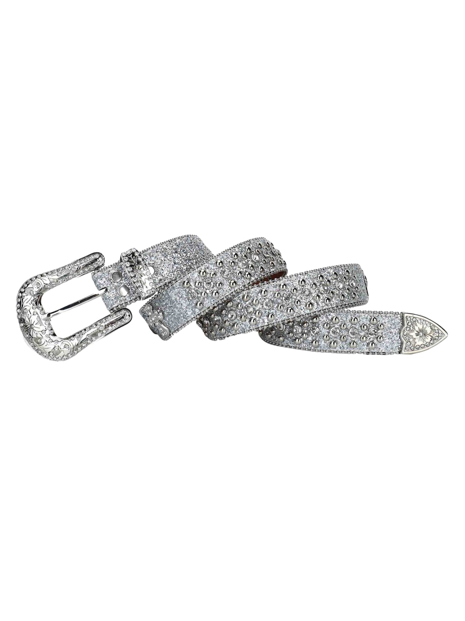 STUDDED RHINESTONE BELT-1797 WITH SILVER RHINESTONES