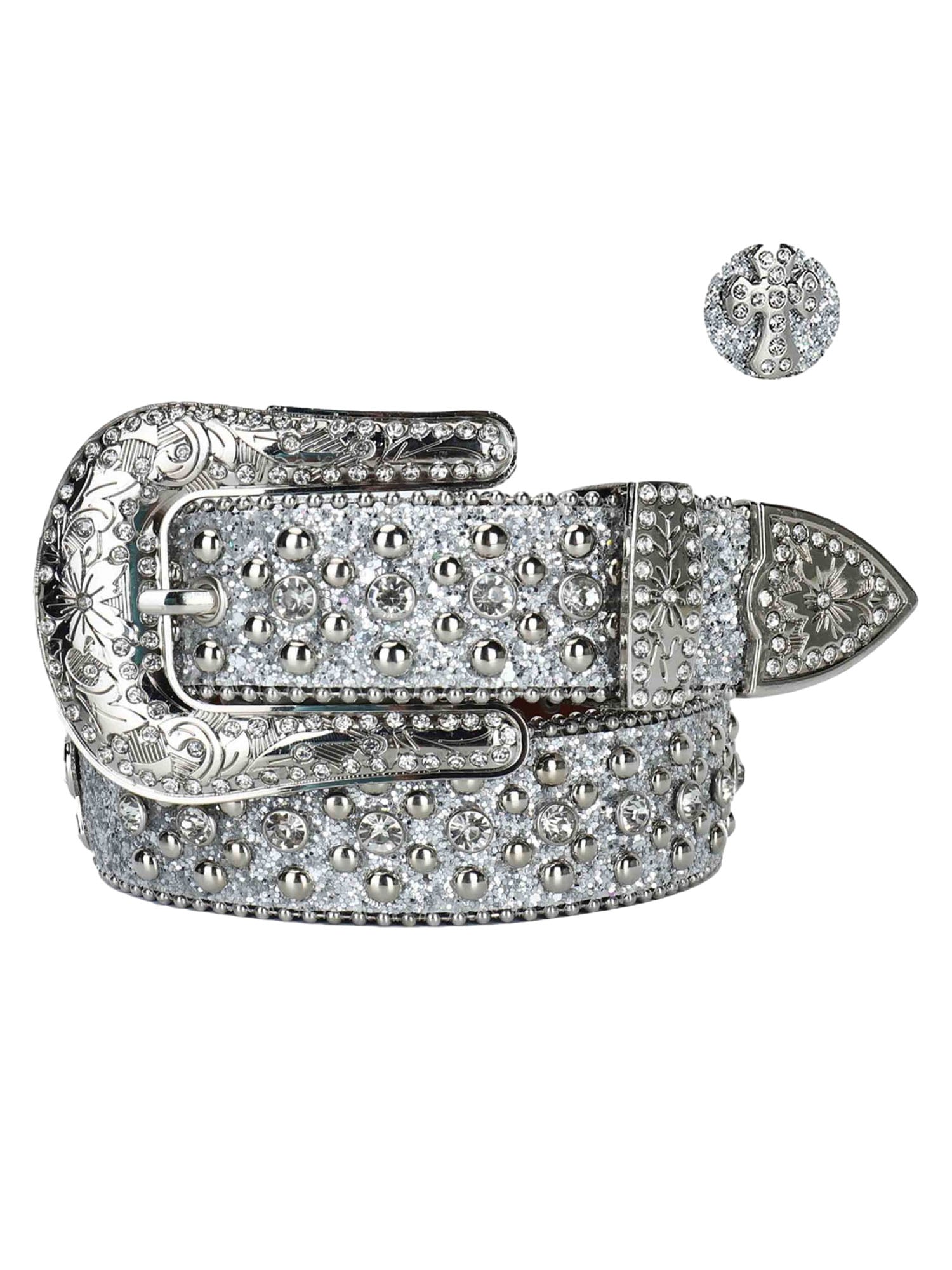STUDDED RHINESTONE BELT-1797 WITH SILVER RHINESTONES