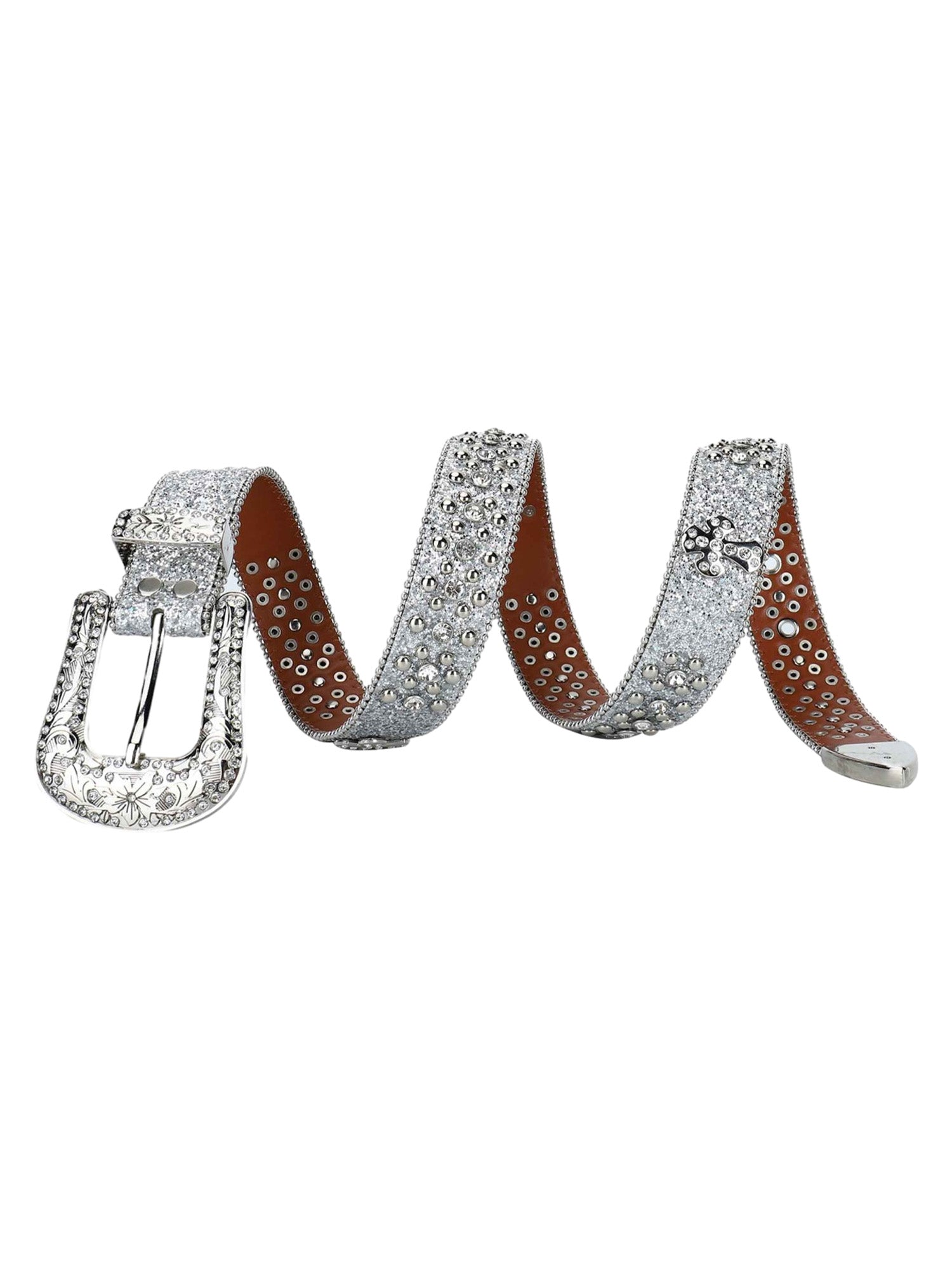 STUDDED RHINESTONE BELT-1797 WITH SILVER RHINESTONES