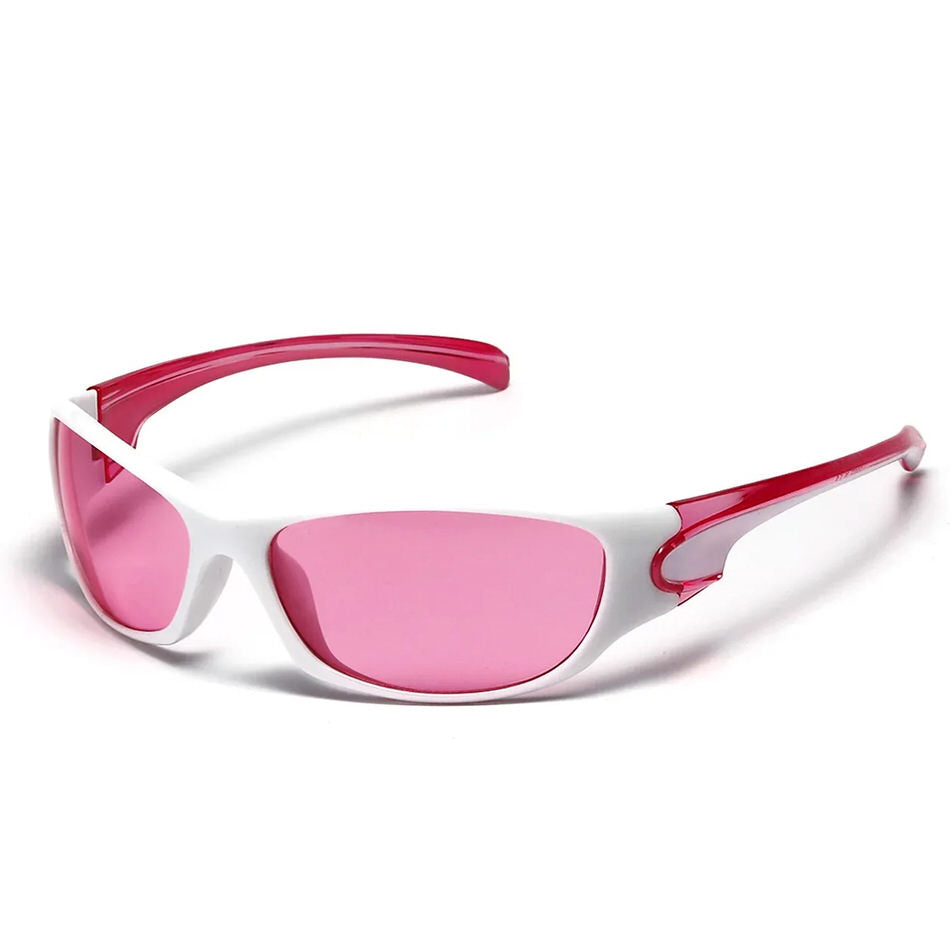 SUNGLASSES: GRAY FRAME GREEN LENS Y2K AESTHETIC SUNGLASSES