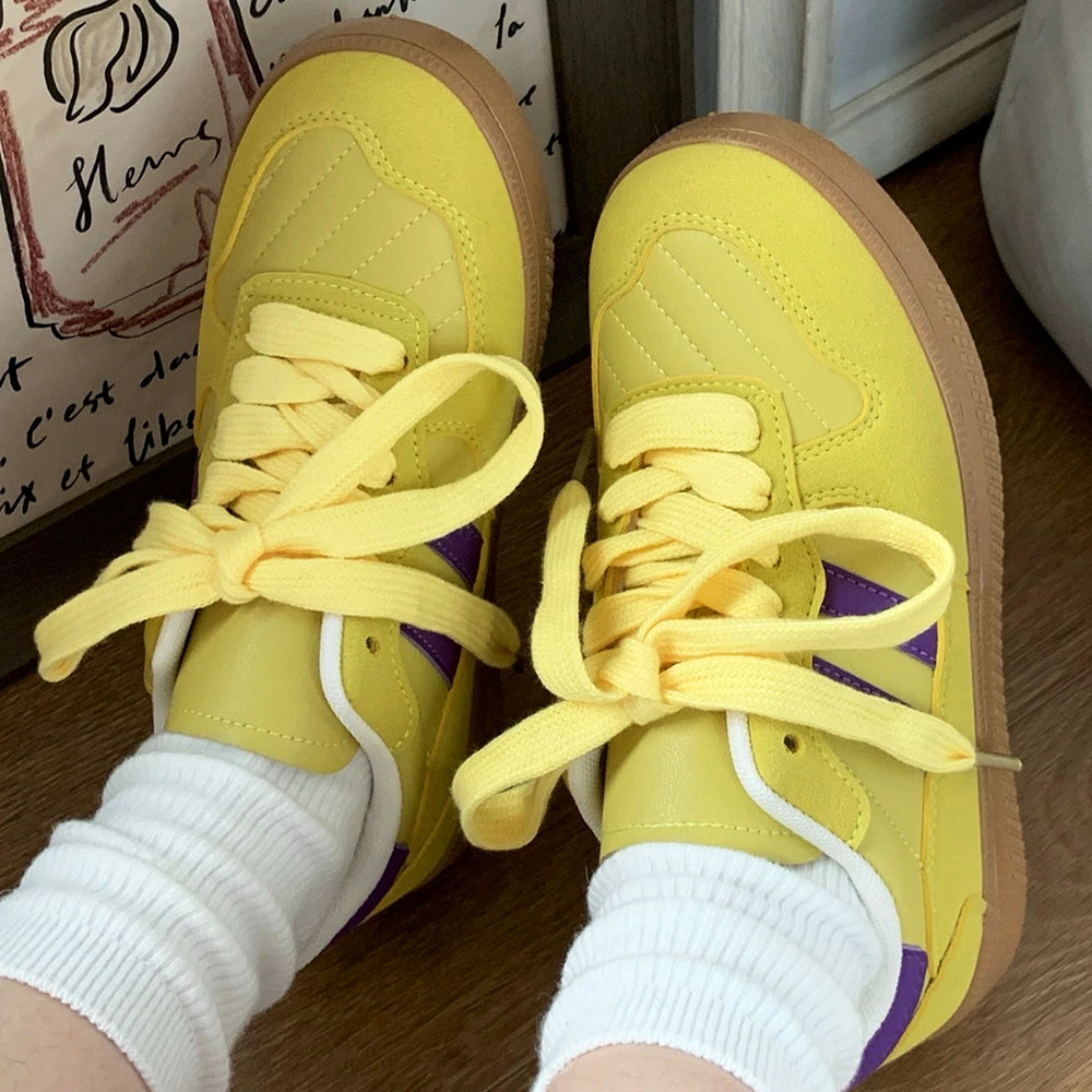 SUNSET BOULEVARD SNEAKERS: YELLOW AND PURPLE BOULEVARD SNEAKERS