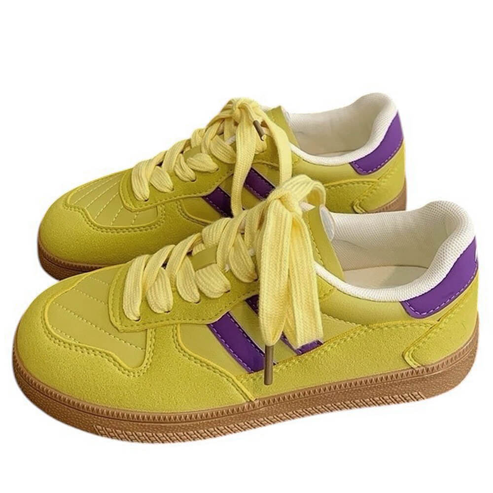 SUNSET BOULEVARD SNEAKERS: YELLOW AND PURPLE BOULEVARD SNEAKERS