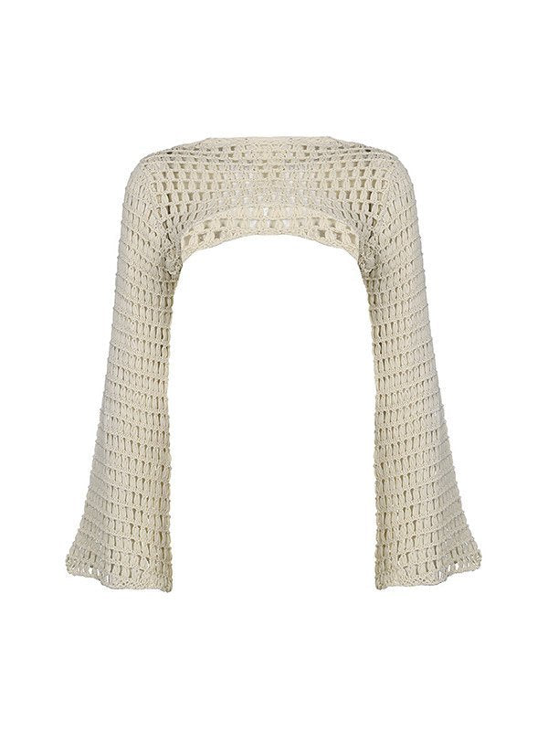 SUPER CROP BOLERO WITH CROCHETED DESIGN FOR WOMEN