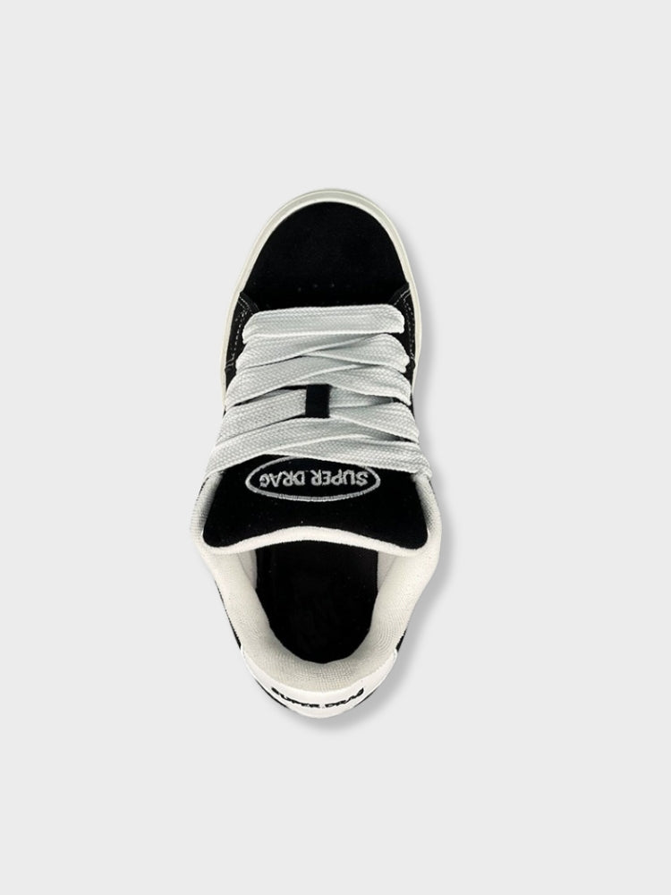 SUPER DRAG SNEAKERS BLACK SUEDE WITH WHITE LACES