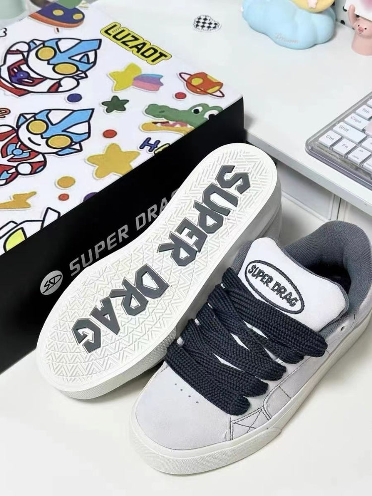 SUPER DRAG SNEAKERS BLACK SUEDE WITH WHITE LACES