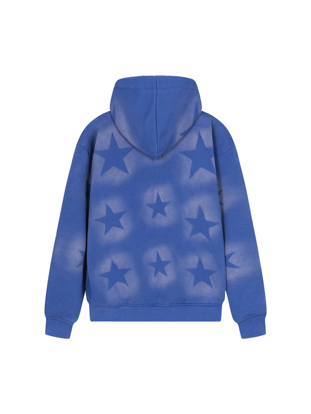BLUE STAR-PATTERNED ZIP-UP HOODIE WITH STAR LETTER PRINT