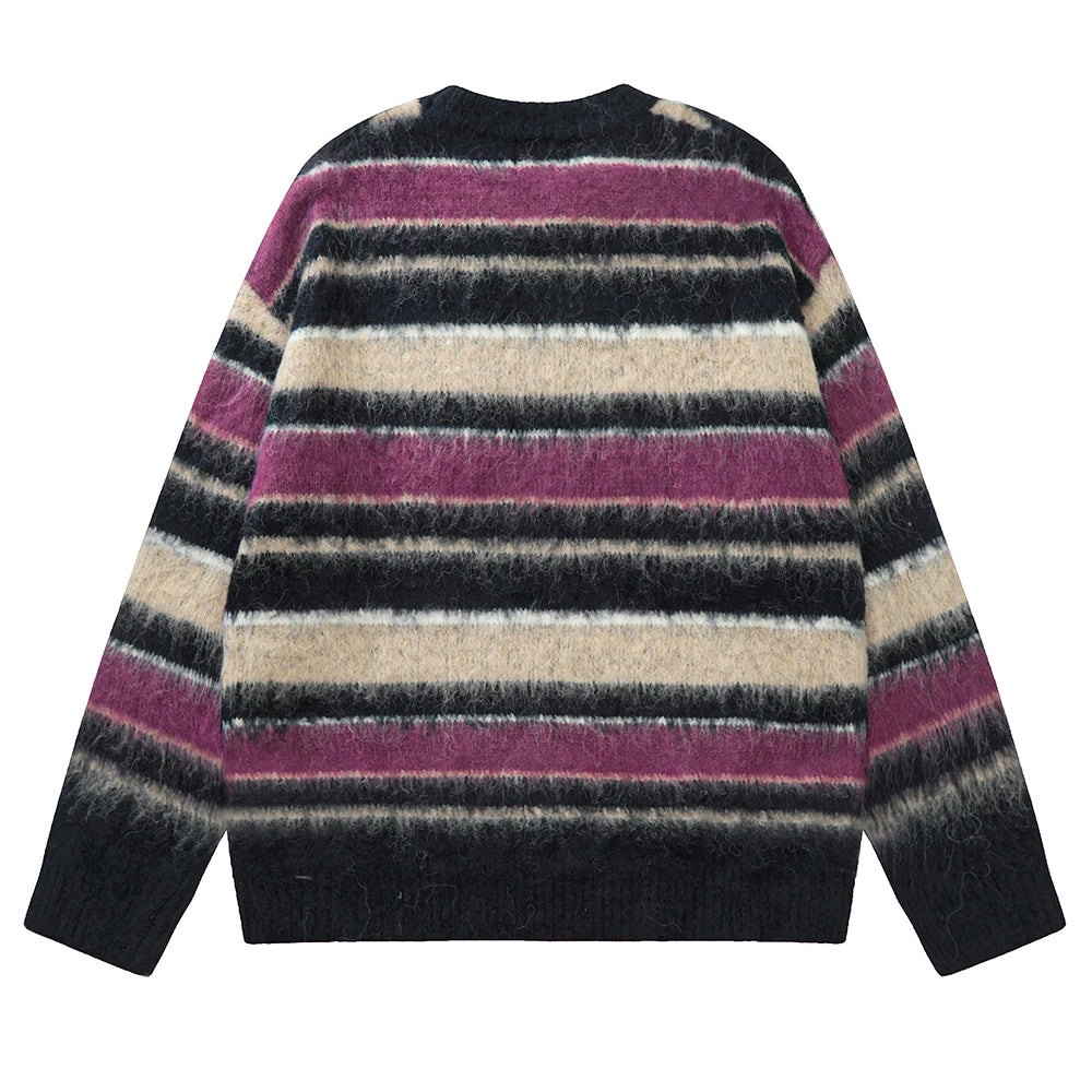 SWEATER BLUEBERRY BLISS OVERSIZED STRIPED FUZZY