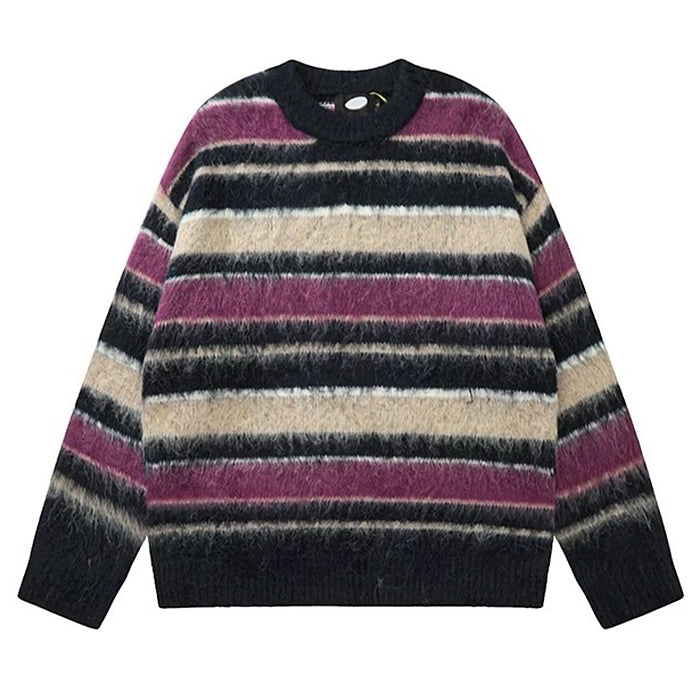 SWEATER BLUEBERRY BLISS OVERSIZED STRIPED FUZZY