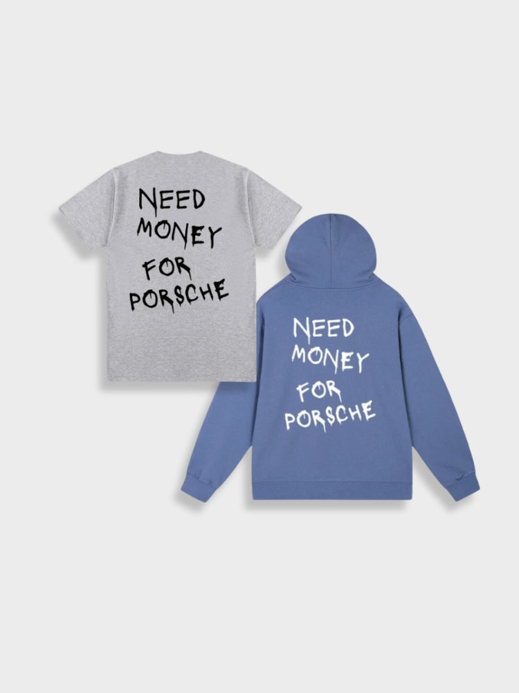 T-SHIRT AND HOODIE SET WITH TEXT - Y2K TEE SHIRT
