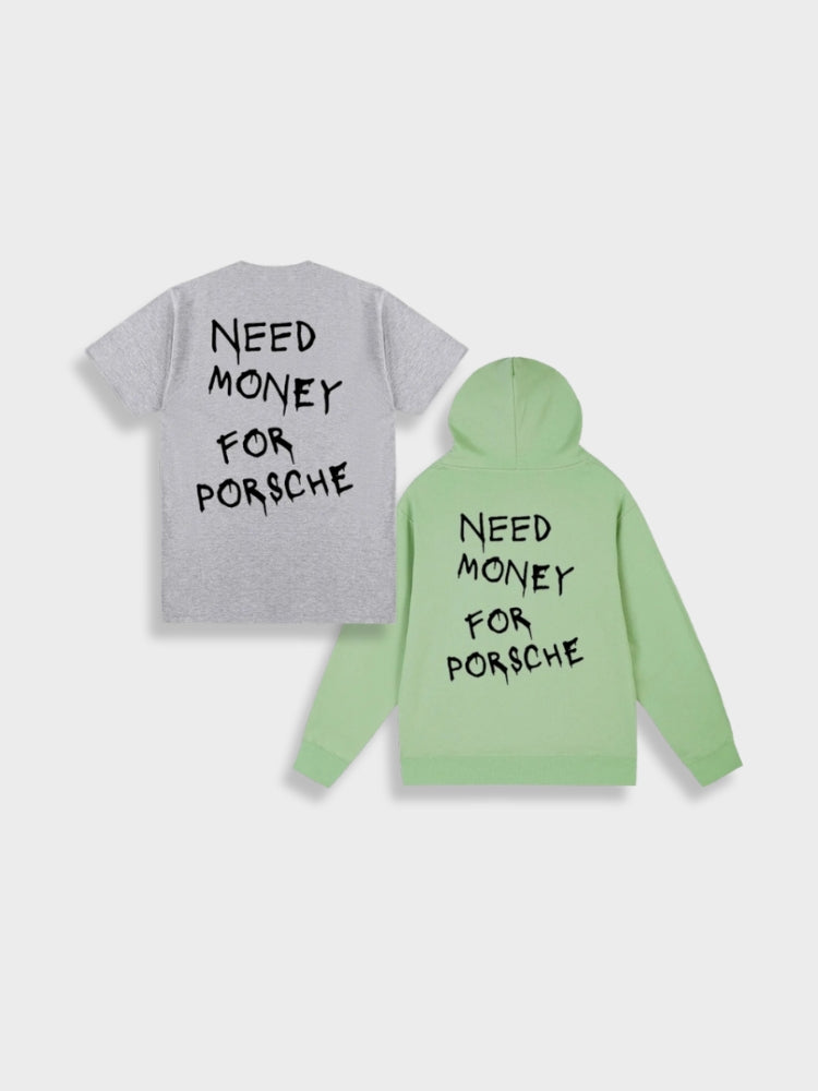 T-SHIRT AND HOODIE SET WITH TEXT - Y2K TEE SHIRT