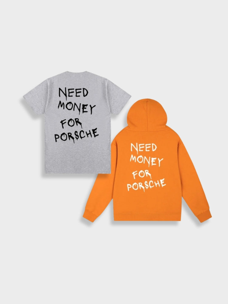 T-SHIRT AND HOODIE SET WITH TEXT - Y2K TEE SHIRT