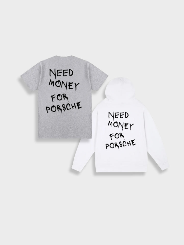 T-SHIRT AND HOODIE SET WITH TEXT - Y2K TEE SHIRT