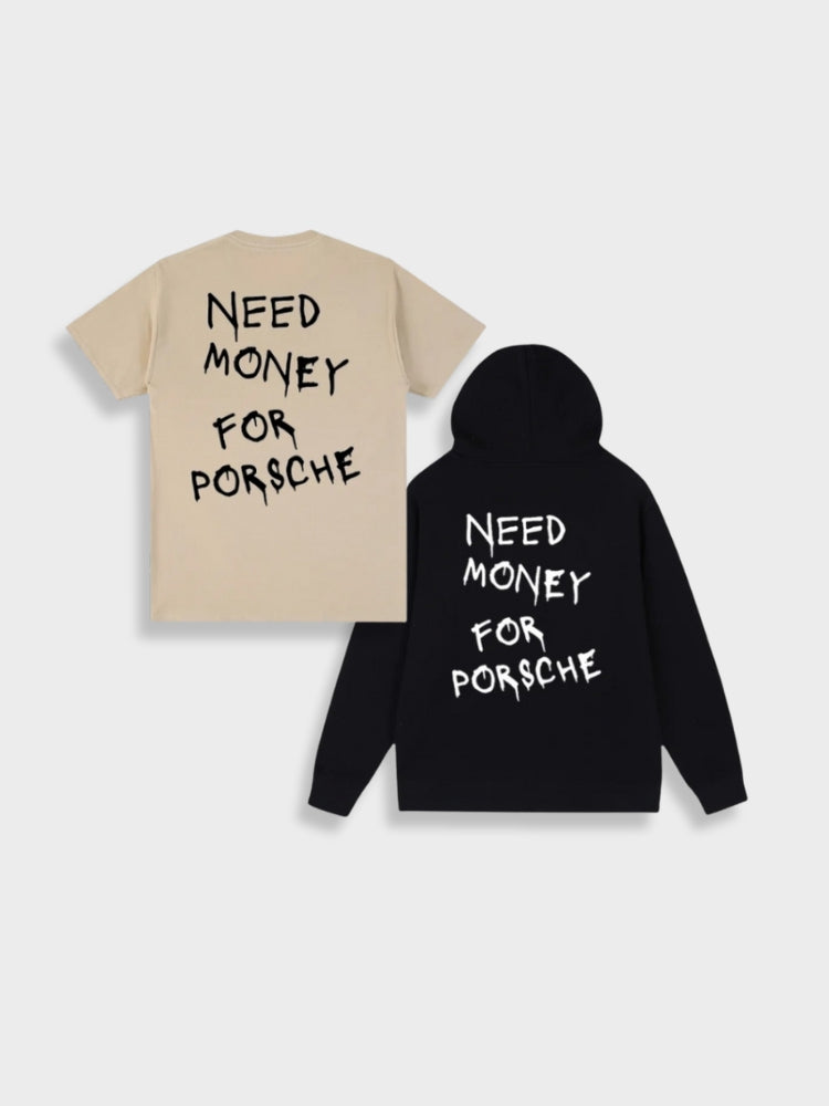 T-SHIRT AND HOODIE SET WITH TEXT - Y2K TEE SHIRT