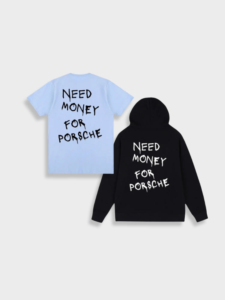 T-SHIRT AND HOODIE SET WITH TEXT - Y2K TEE SHIRT