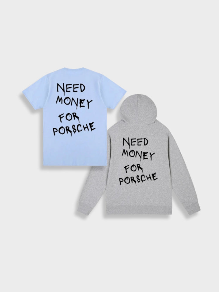 T-SHIRT AND HOODIE SET WITH TEXT - Y2K TEE SHIRT