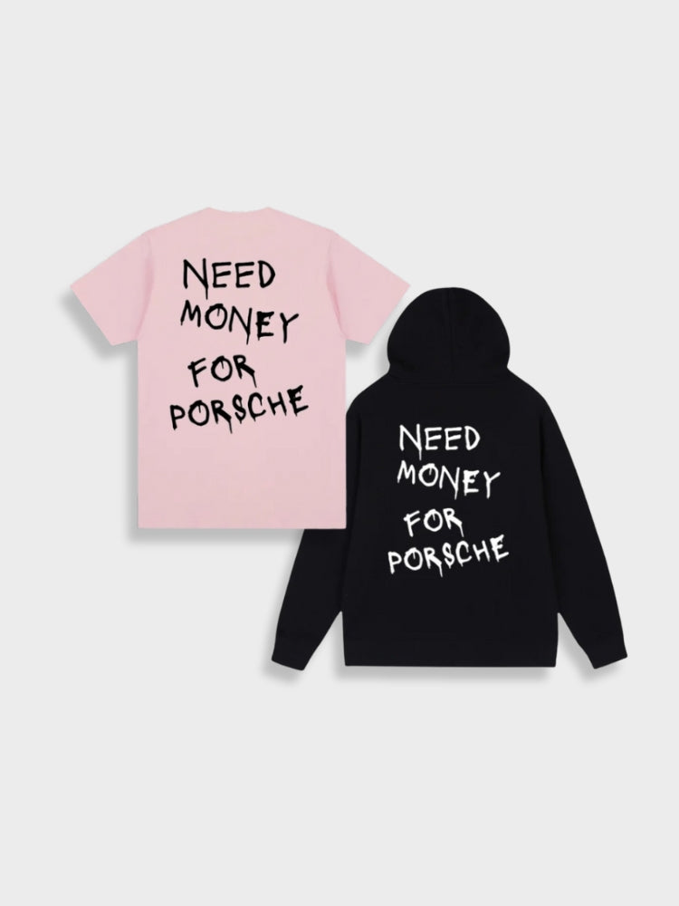 T-SHIRT AND HOODIE SET WITH TEXT - Y2K TEE SHIRT