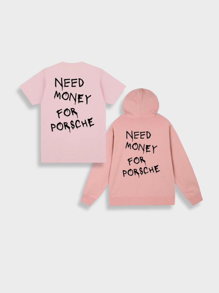 T-SHIRT AND HOODIE SET WITH TEXT - Y2K TEE SHIRT